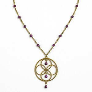 Vintage Avon Gold Pendant Necklace with Purple Beads